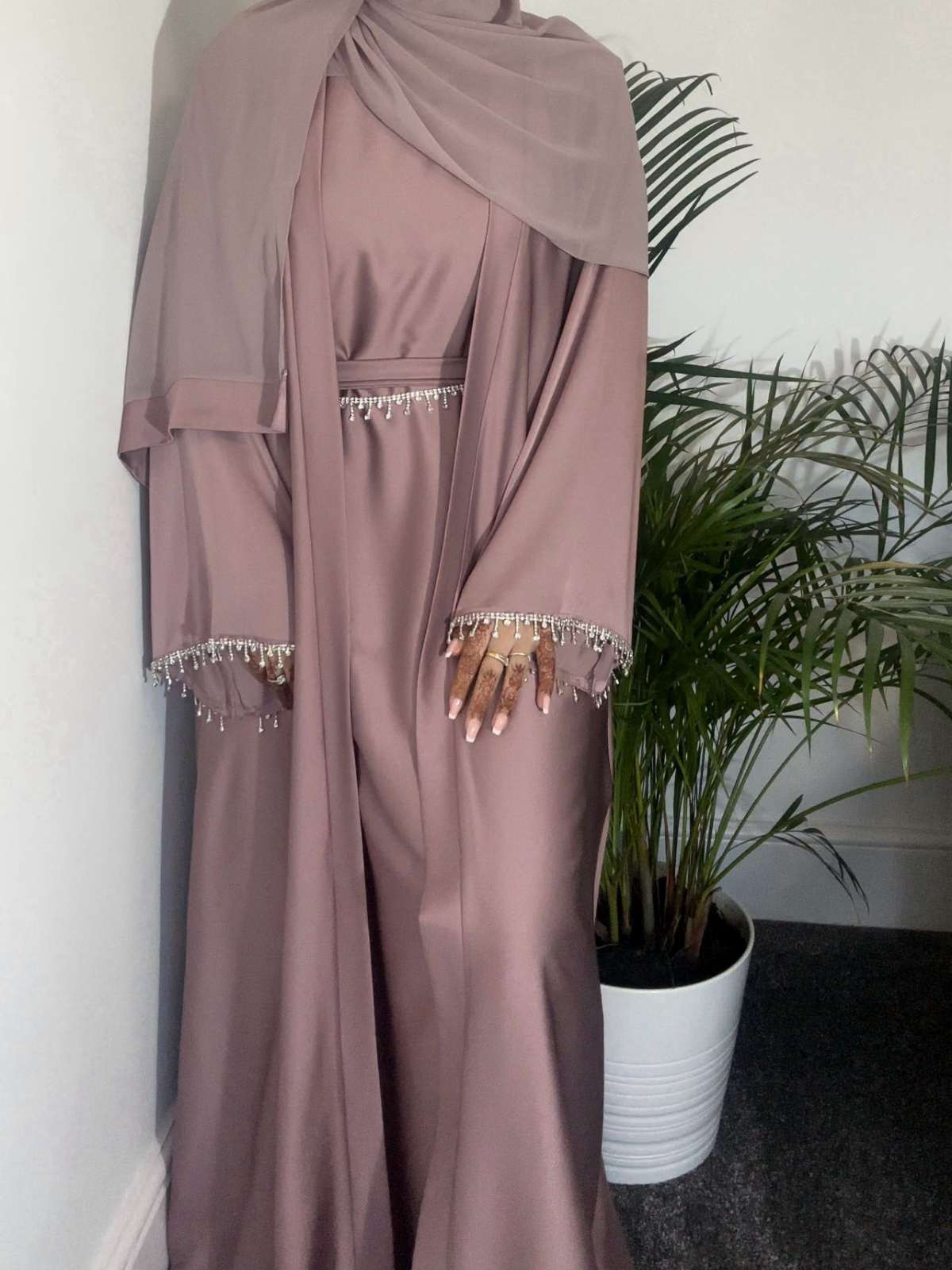 Maya Diamante Abaya - Blush